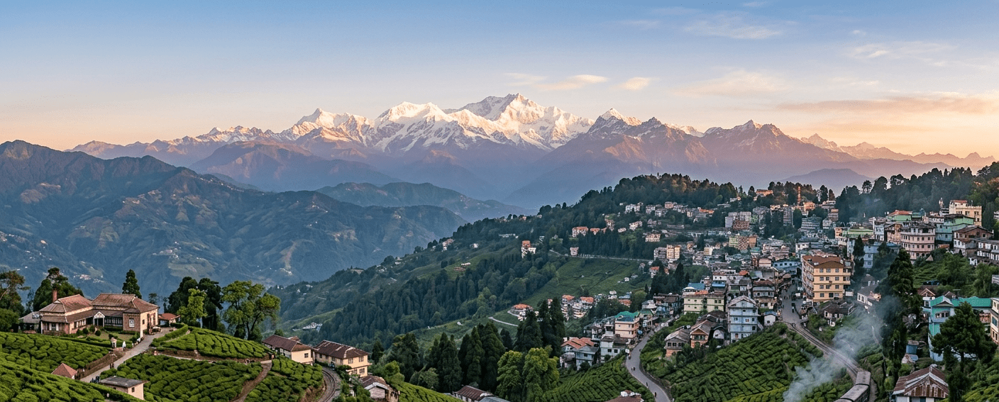 Beautiful view of Darjeeling from top of the Mountain
